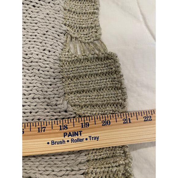 Moth  by Anthropologie Gray Distressed Metallic Trim Hooded Sweater Size XS - Picture 9 of 9